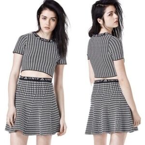 UNIF Badsport Houndstooth Skirt Black White Women's Size Medium